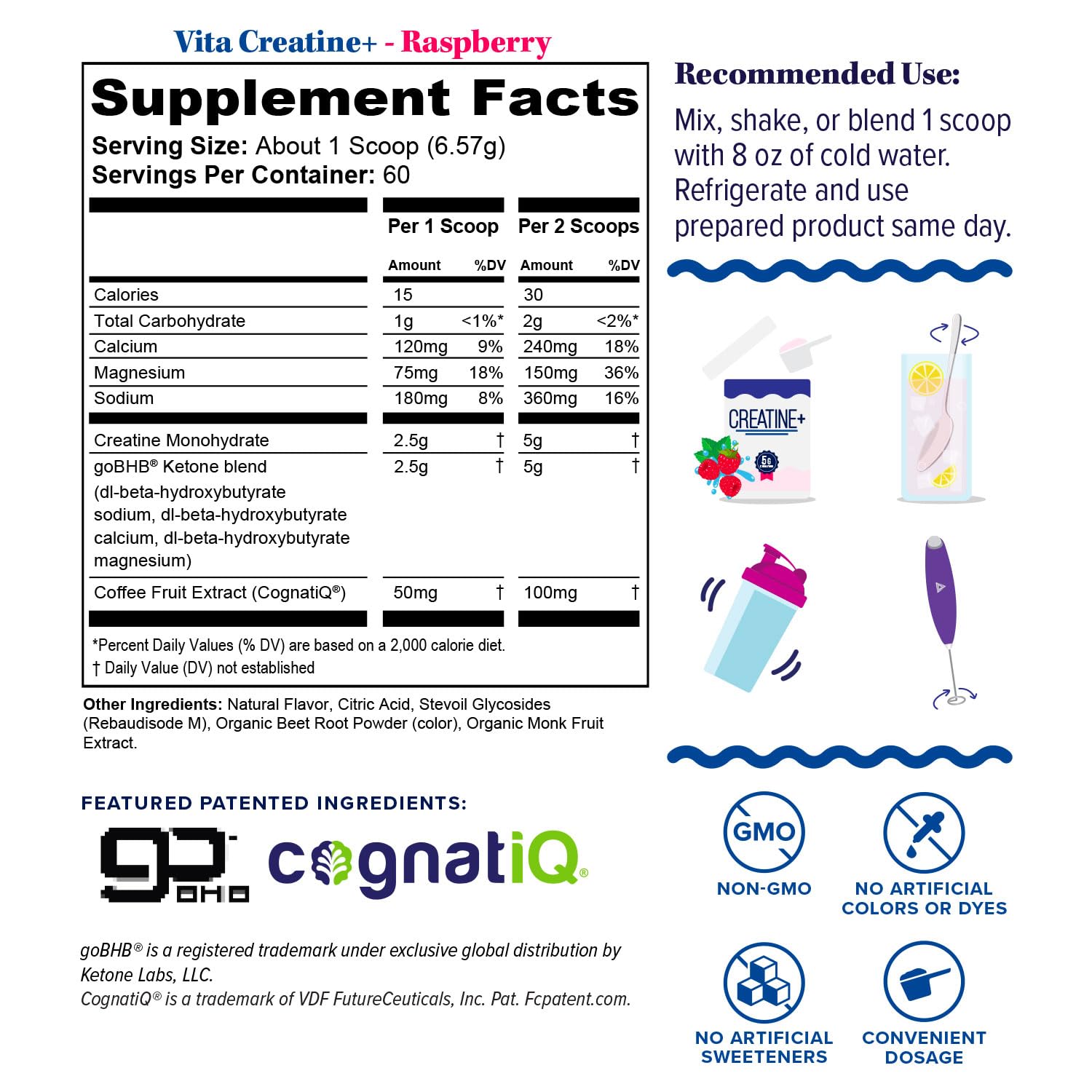GoBHB and CognatiQ ingredients highlighted on product label