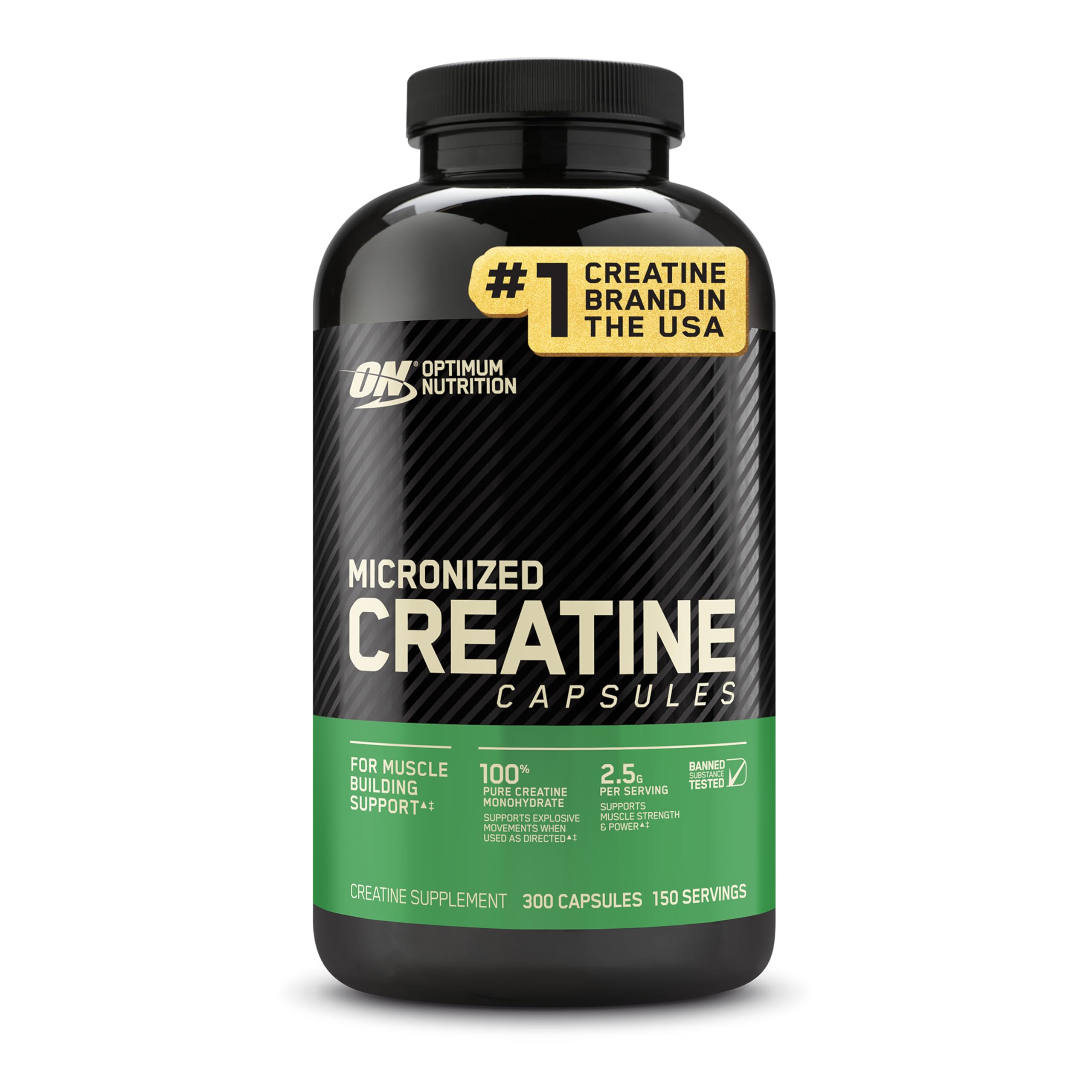 Optimum Nutrition Creatine 2500 Caps bottle close-up