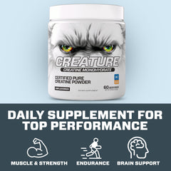 Ingredients and purity information for Creature Creatine Monohydrate