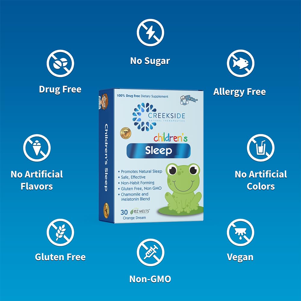 Infographic graphic showing ingredients for Creekside Naturals Children’s Sleep
