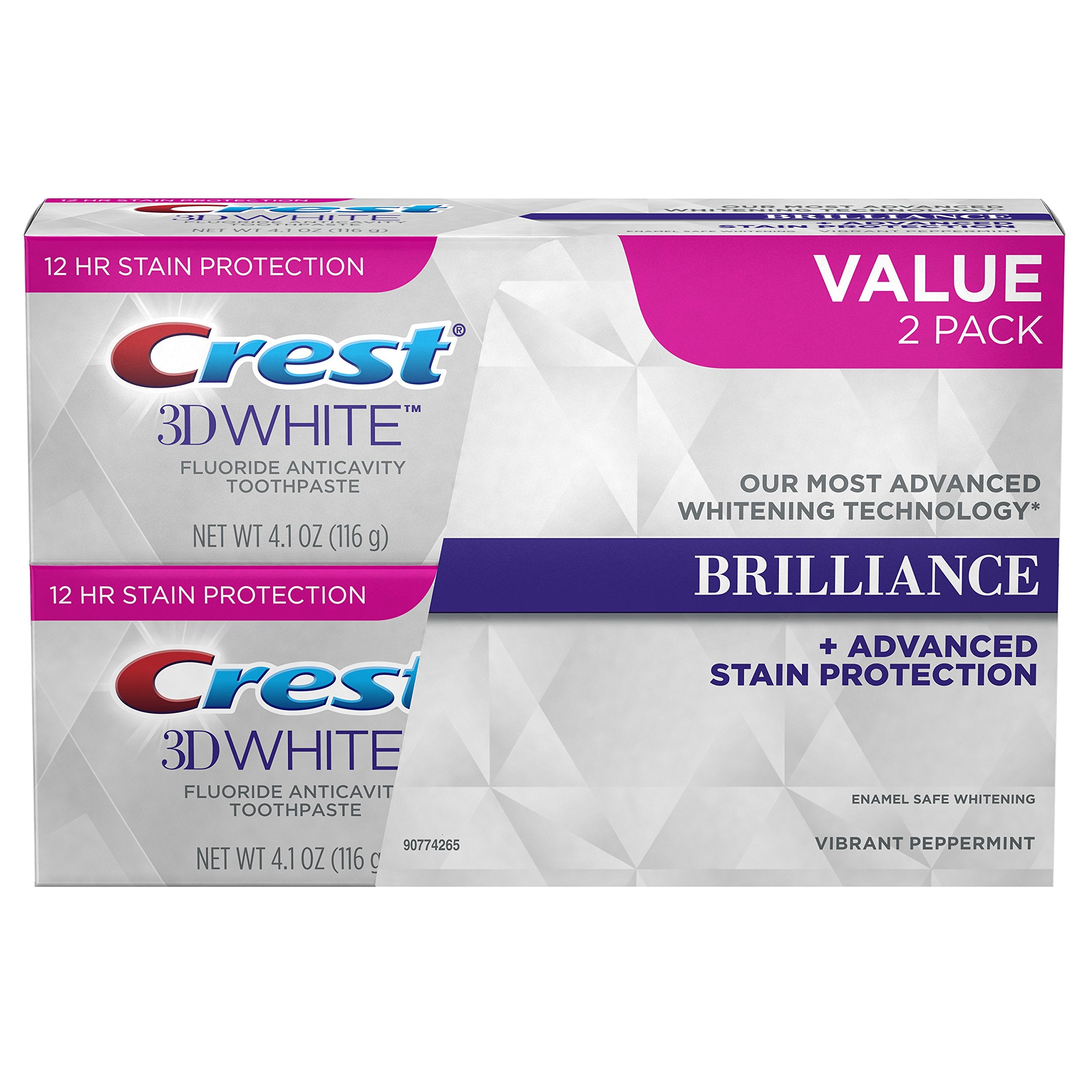 Crest 3D Brilliance Vibrant Peppermint Toothpaste tube close-up