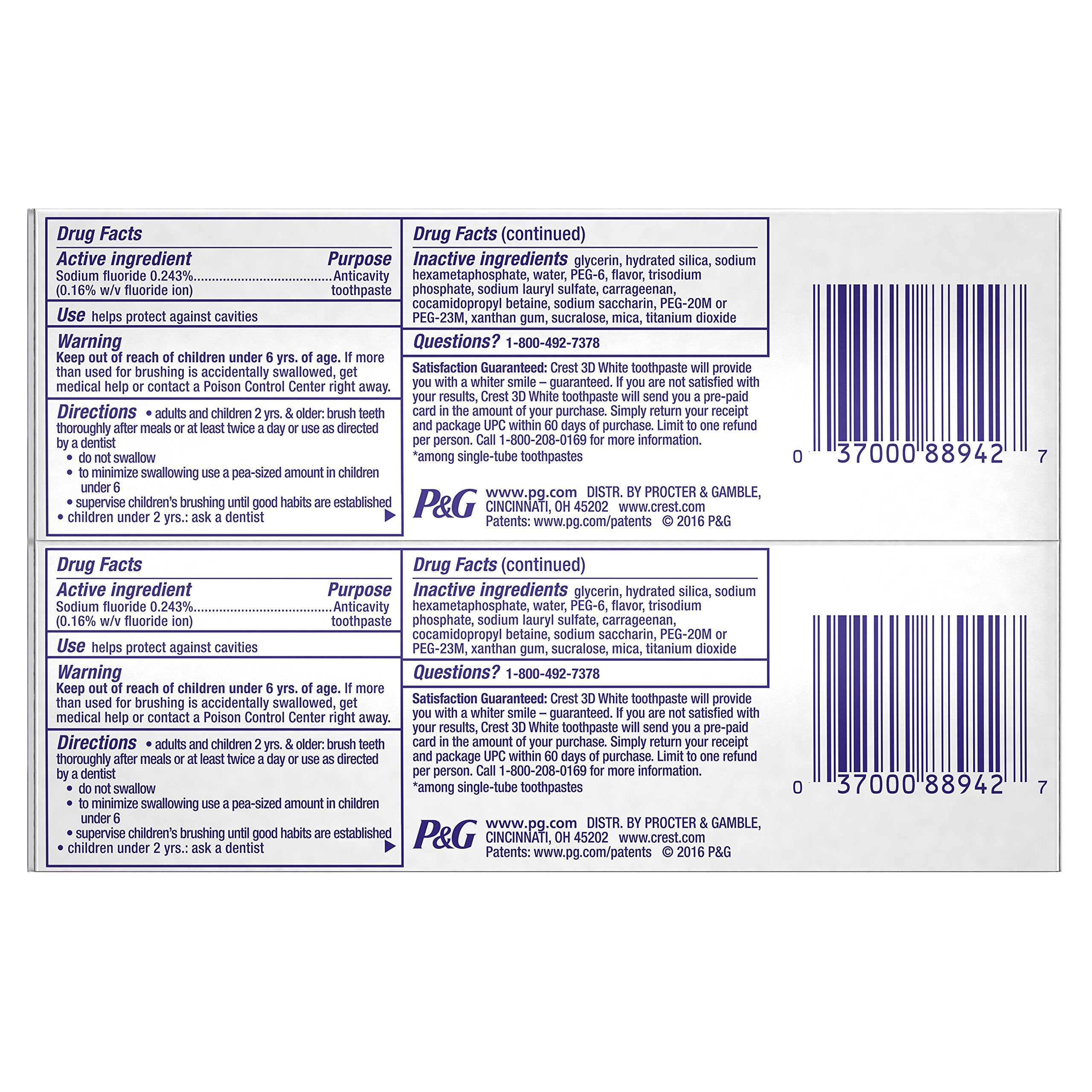 Crest 3D Brilliance Vibrant Peppermint Toothpaste 2-count package