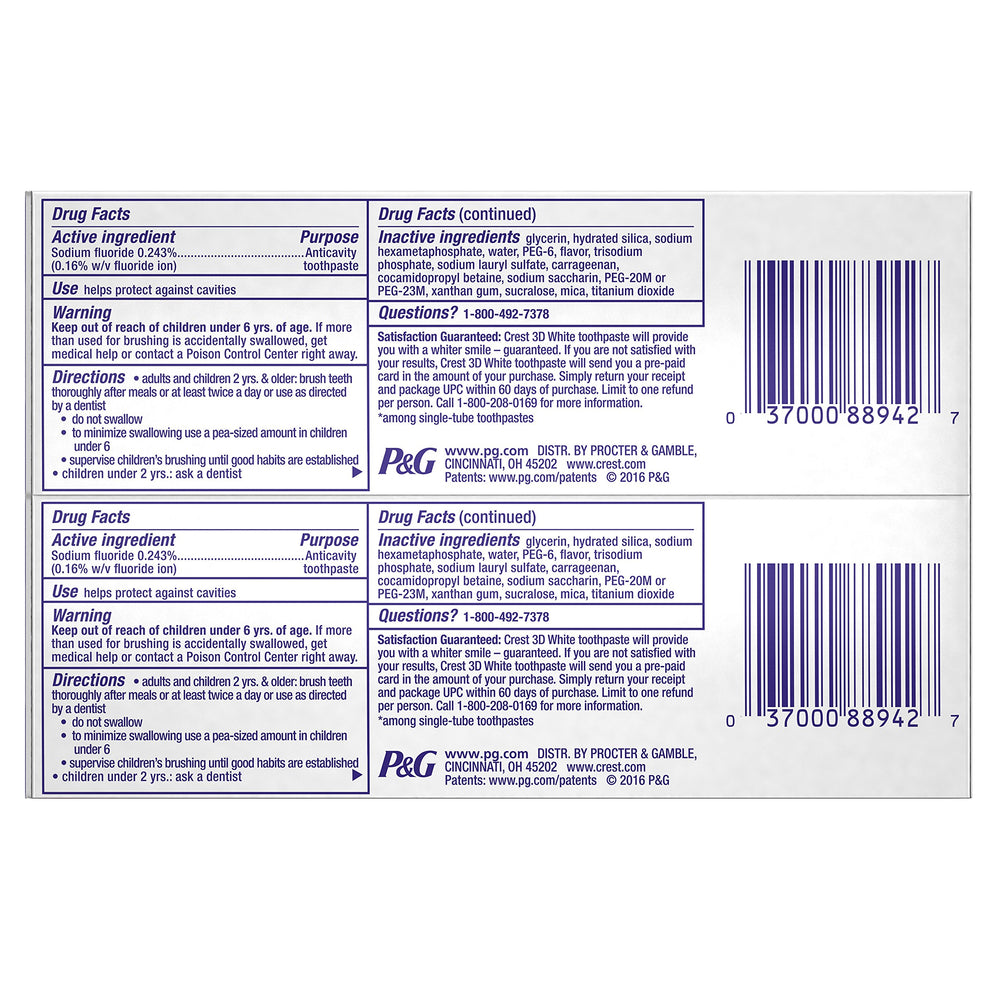 Crest 3D Brilliance Vibrant Peppermint Toothpaste 2-count package