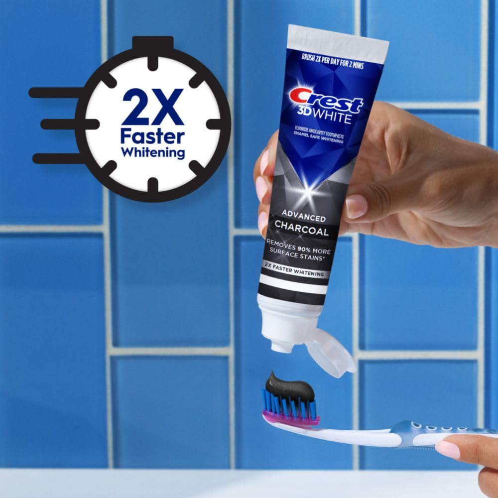 Front of Crest 3D White Advanced Charcoal Toothpaste packaging box