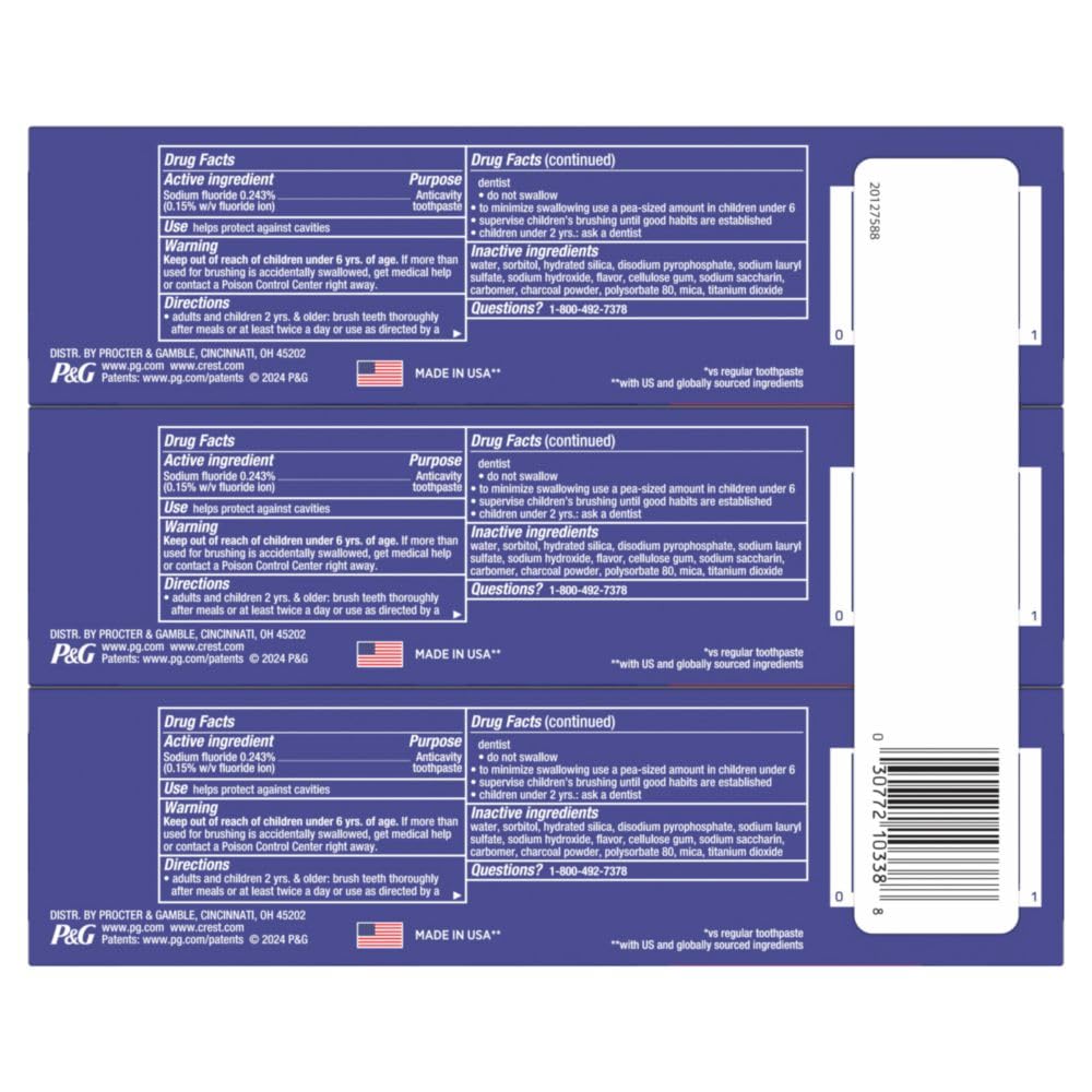 Close-up showing whitening effect of Crest 3D White Advanced Charcoal Toothpaste with Fluoride