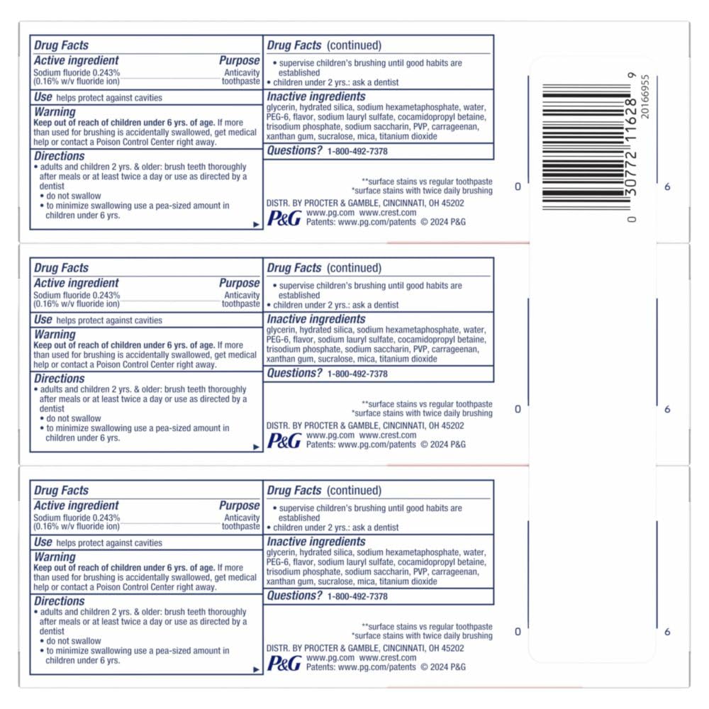 Back of toothpaste packaging showing usage directions