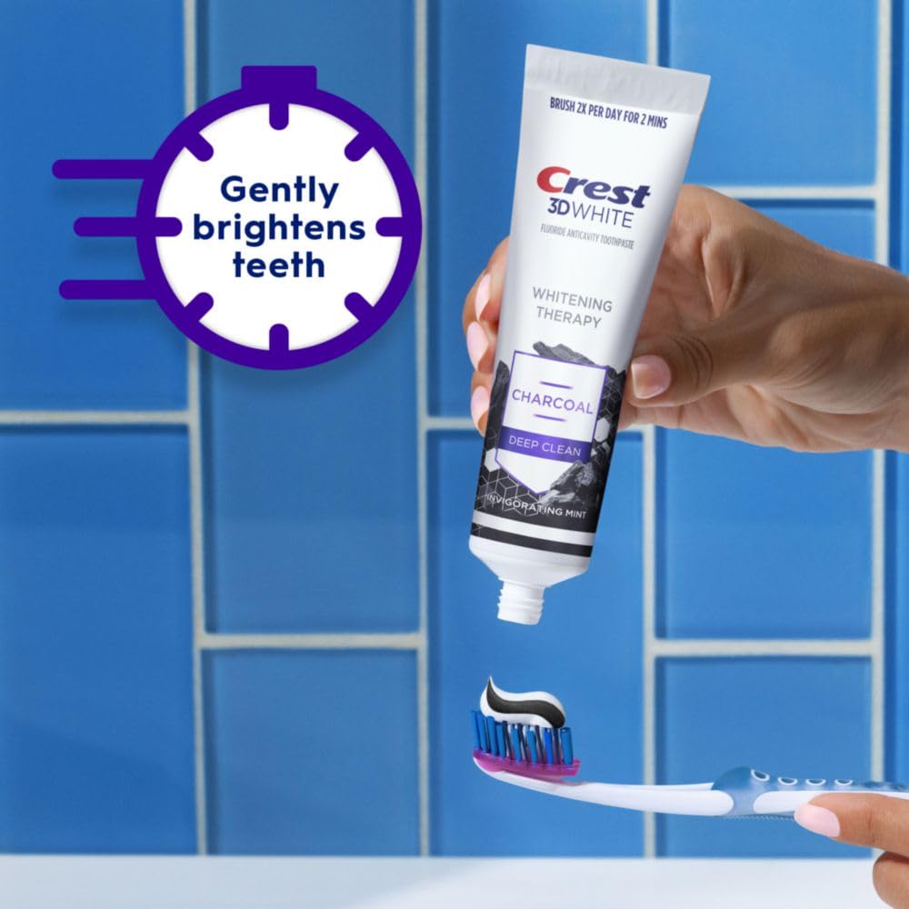 Crest 3D White Whitening Therapy Charcoal Deep Clean label close-up