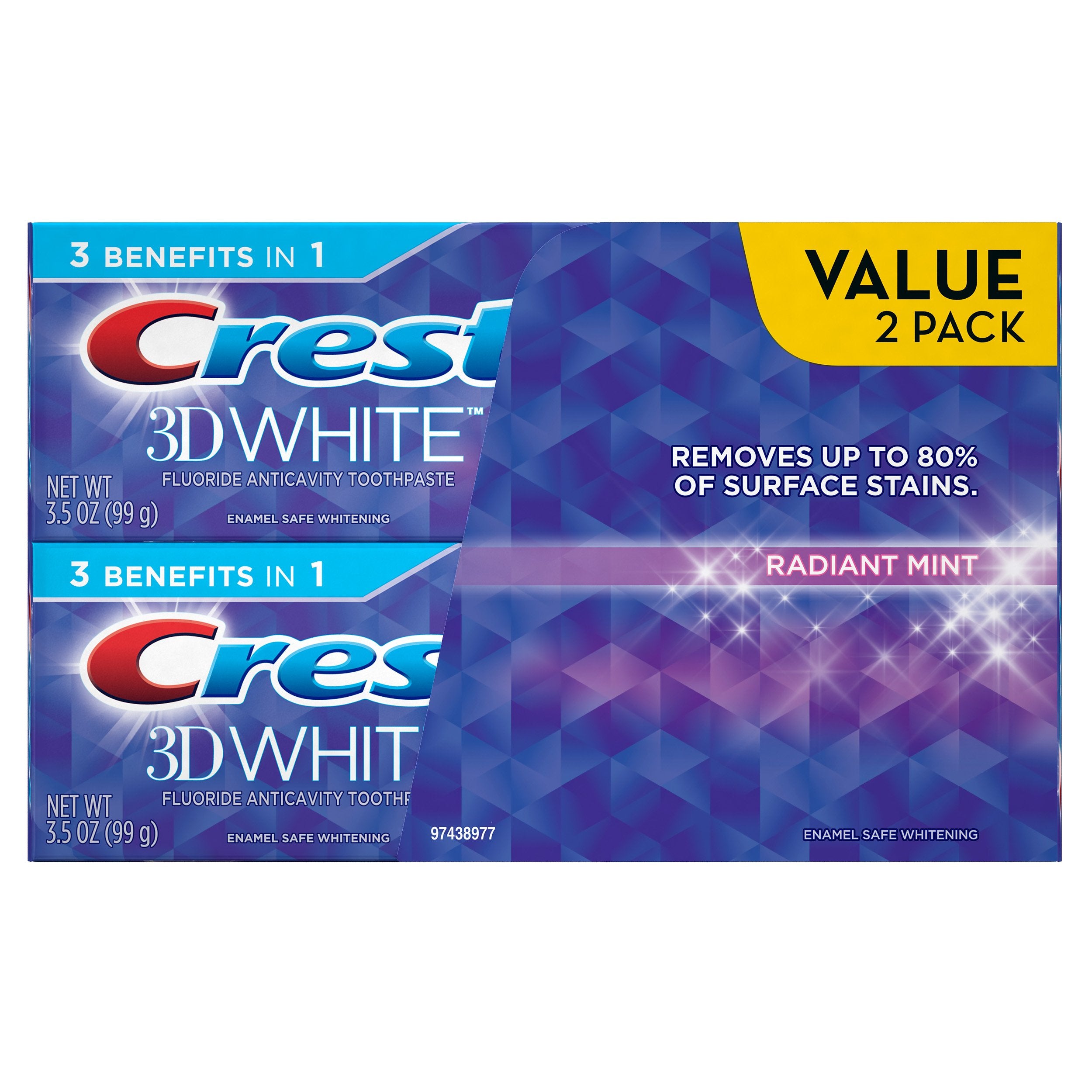Crest 3D White Radiant Mint Whitening Toothpaste tube