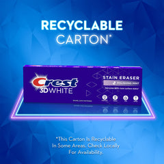 Crest 3D White Stain Eraser toothpaste label front Polishing Mint