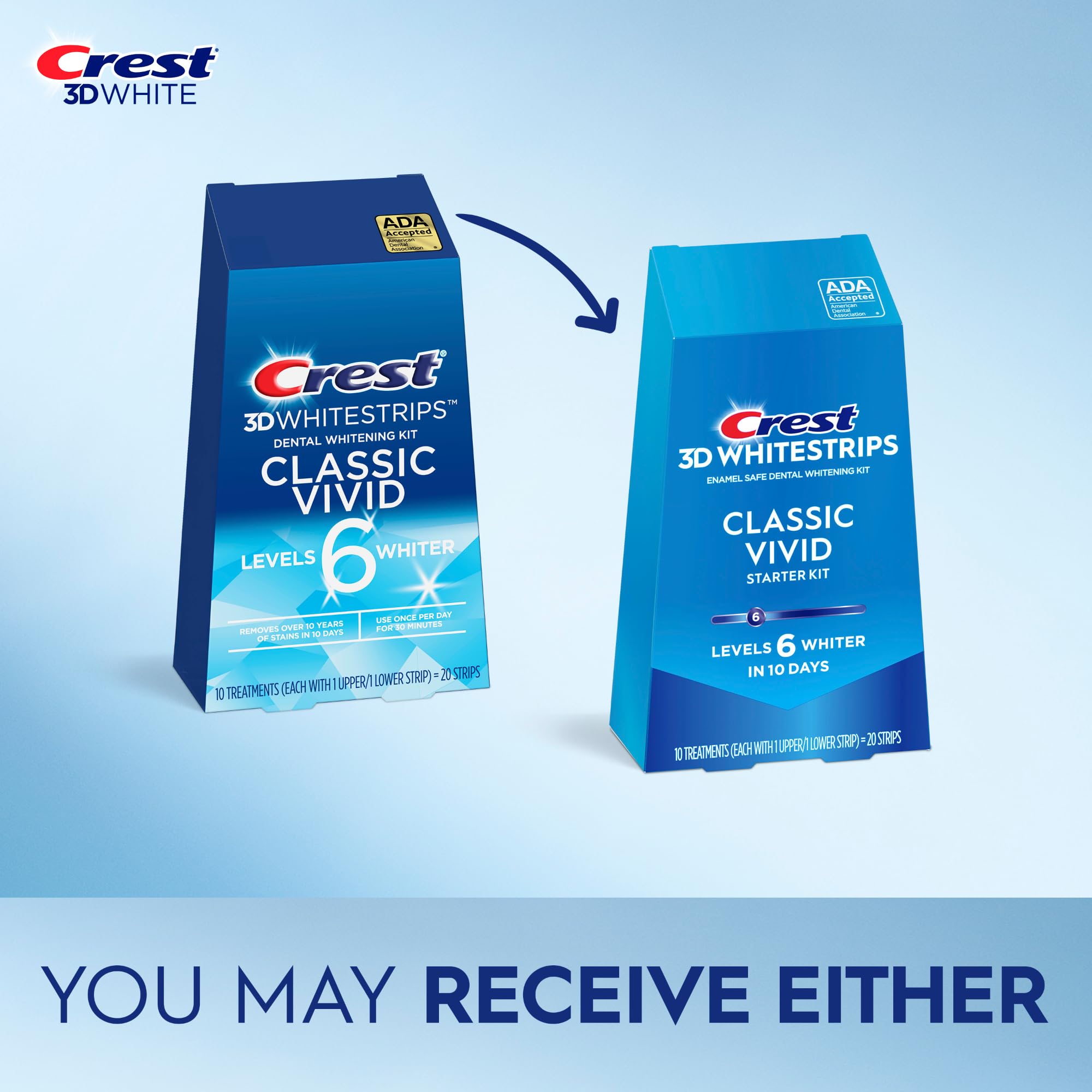 Close-up of Crest 3D Whitestrips Classic Vivid whitening strips