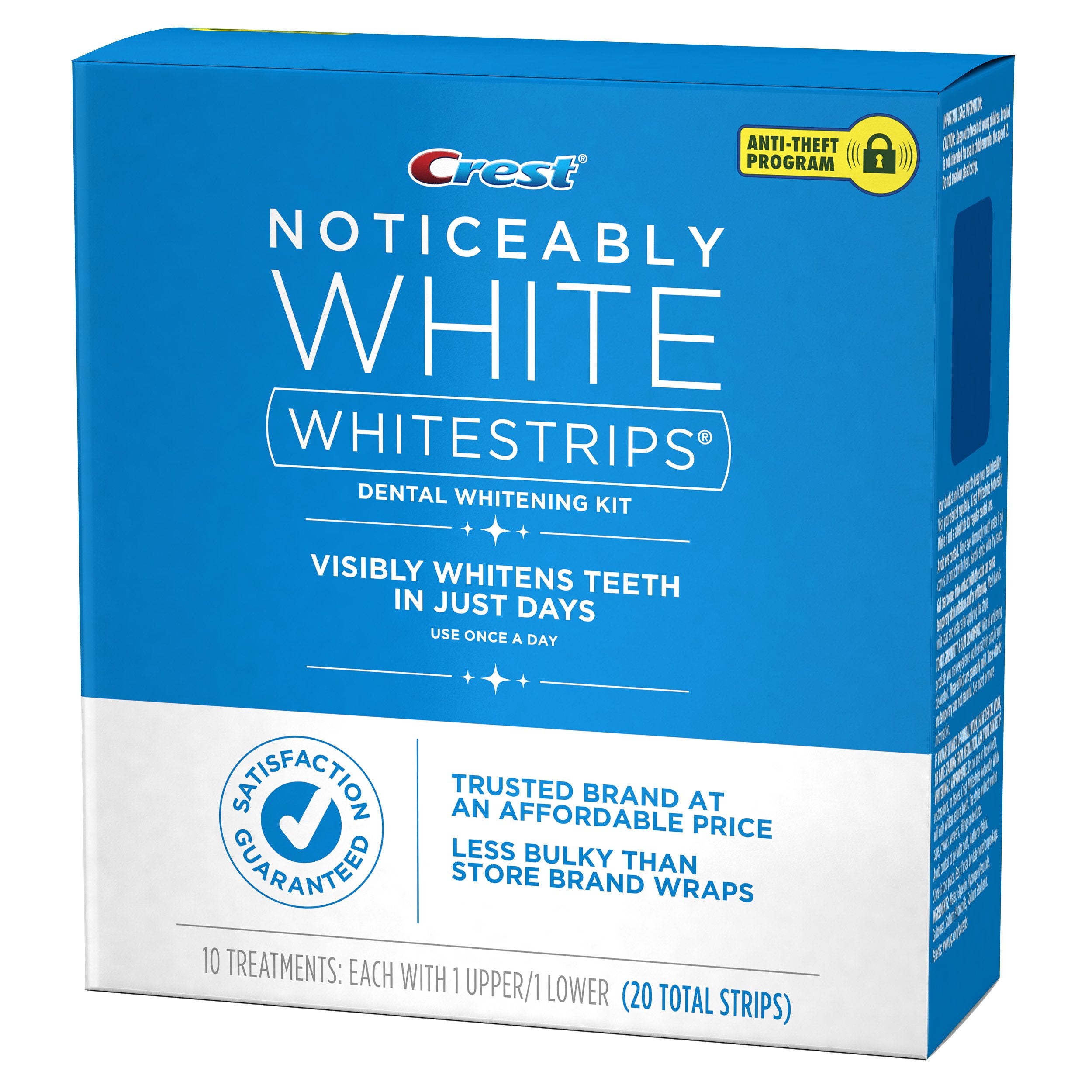 User applying whitening strip to teeth