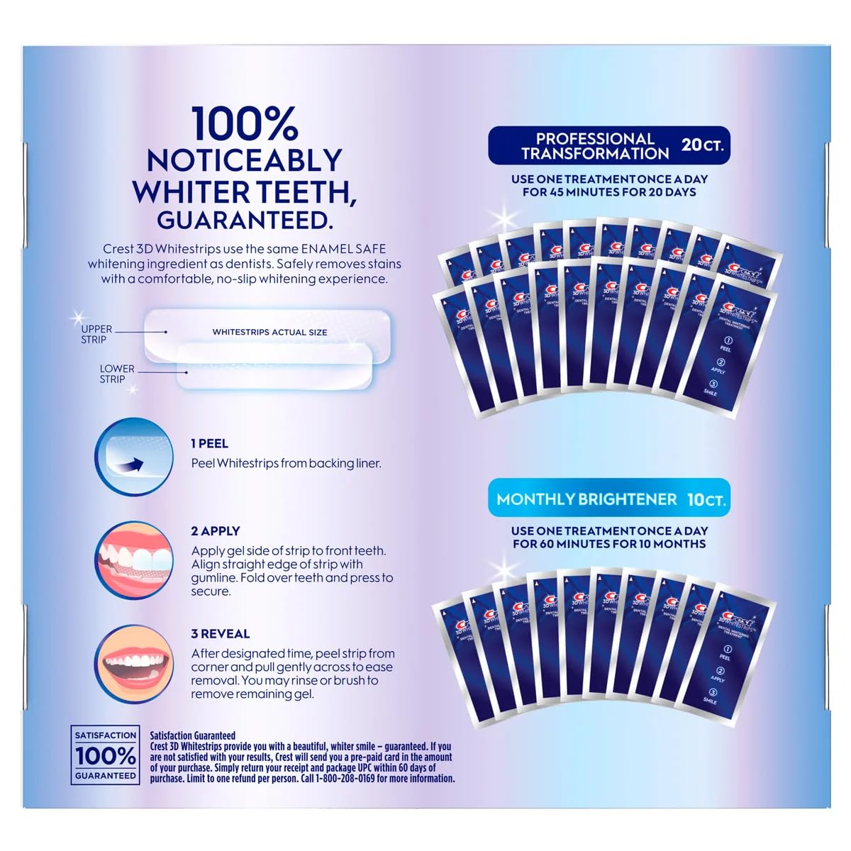 Back view of Crest 3D Whitestrips Professional Effects Advanced box