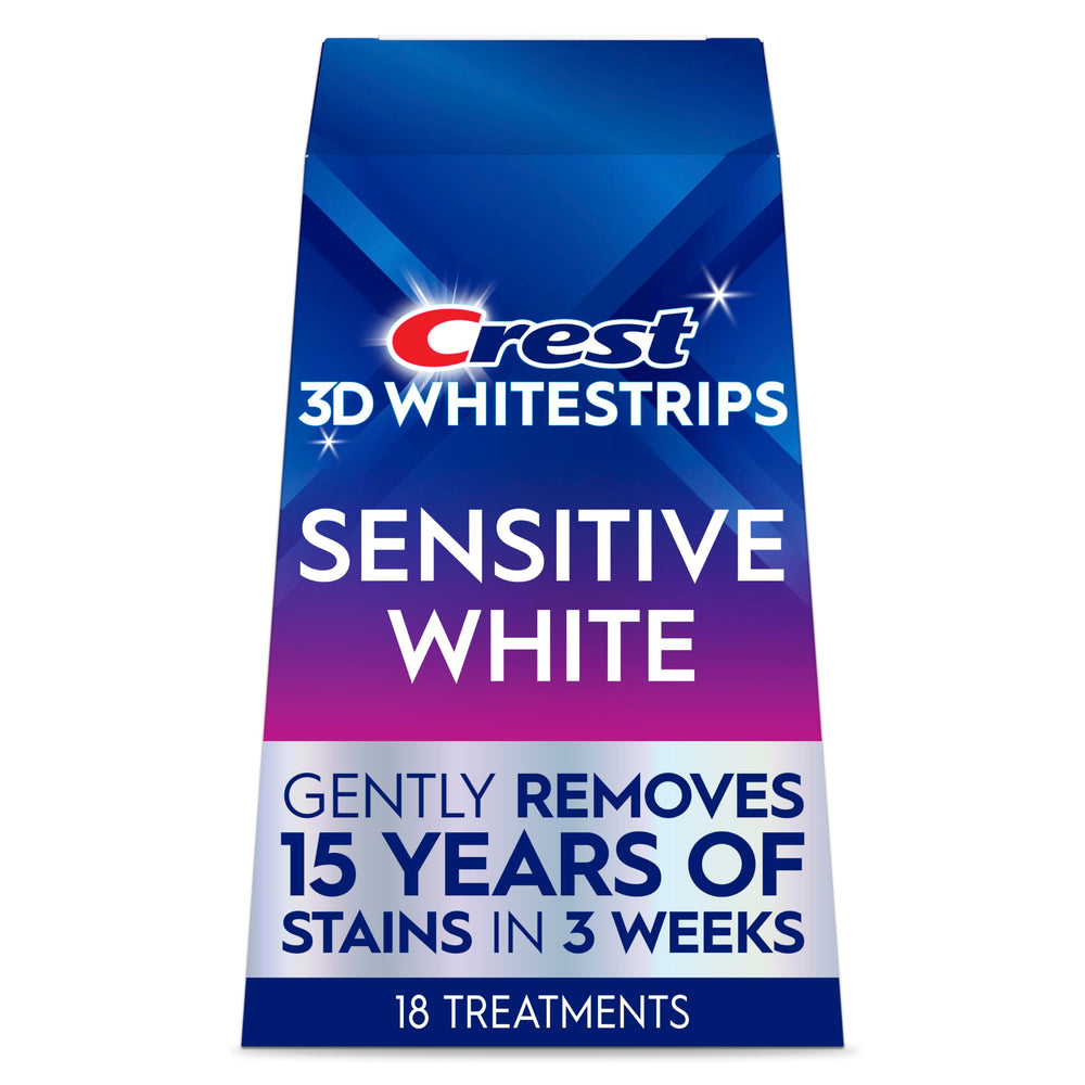 Crest 3D Whitestrips Sensitive at-home teeth whitening kit box front