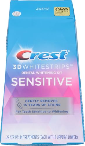 Crest 3D Whitestrips Sensitive box showing 28 strips