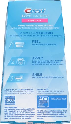 Close-up of Crest 3D Whitestrips Sensitive label