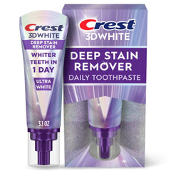 Crest 3DWhite Brilliance Deep Stain Remover toothpaste tube, 3.1oz