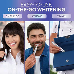 Three Crest 3DWhite whitening pens on white background with packaging