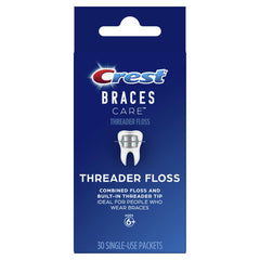 Crest Braces Care Threader Floss 30-pack packaging side view