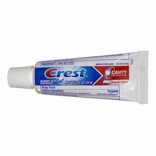 Crest Cavity Protection toothpaste packaging shown for travel size