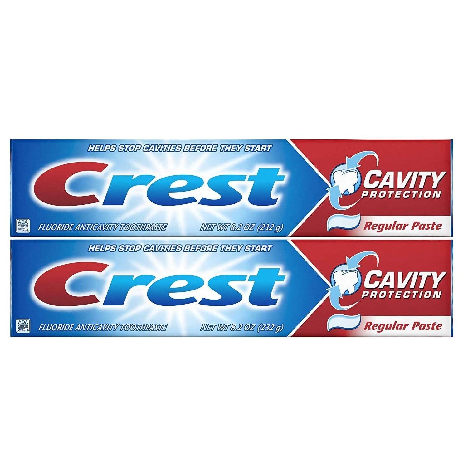 Tube of Crest Cavity Protection toothpaste 8.2 oz (232 g) in a 2-pack