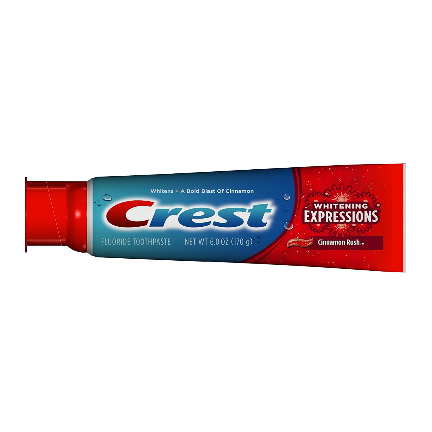Close-up of Crest Cinnamon Toothpaste tube label