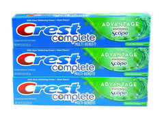 Crest Complete Multi-Benefit Whitening Plus Scope toothpaste Fresh Mint Striped 8.2oz 3-pack