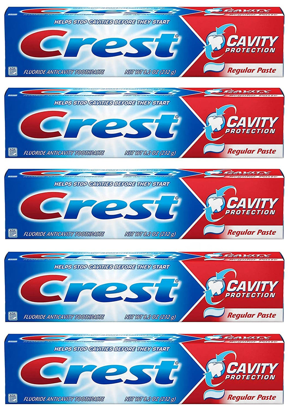 Crest Fluoride Anticavity Toothpaste 8.2 oz pack of 5 box front