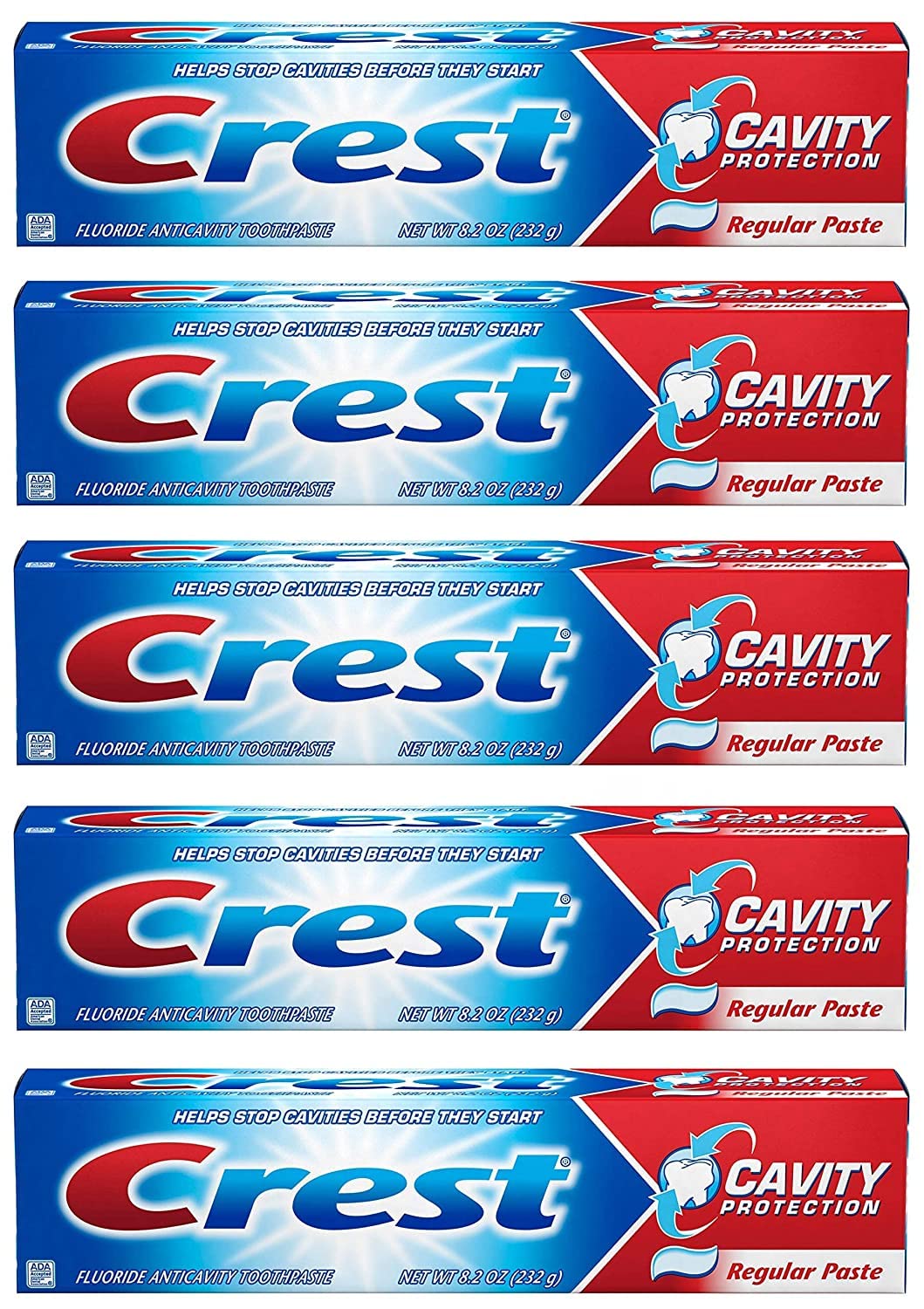 Crest Fluoride Anticavity Toothpaste 8.2 oz pack of 5 box front