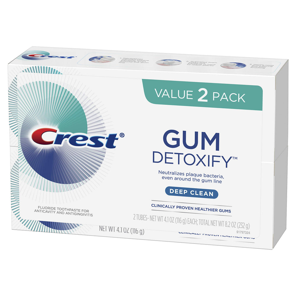 Crest Gum Detoxify toothpaste tube with Crest branding
