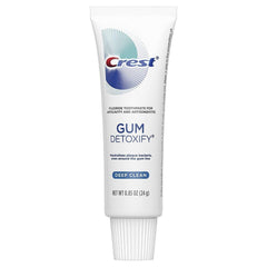Assorted Crest Gum Detoxify toothpaste tubes in a 36-pack carton