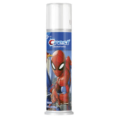 Crest Kid's Toothpaste Pump with Marvel Spider-Man branding and strawberry flavor