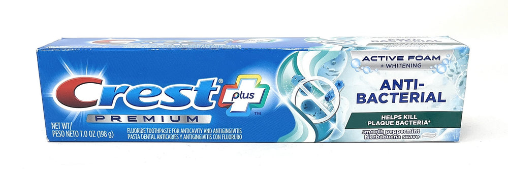 Active Foam + Whitening label on Crest toothpaste