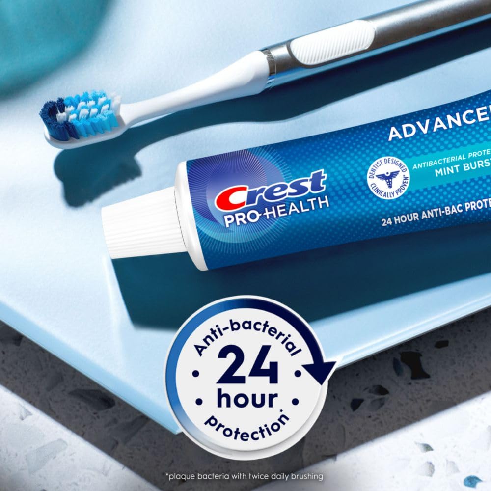 Mint Burst Crest Pro-Health toothpaste tube close-up