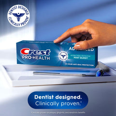 Rear view of Crest Pro-Health 5 oz toothpaste tubes in mint flavor