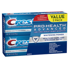 Twin pack packaging of Crest Pro-Health Advanced Whitening toothpaste