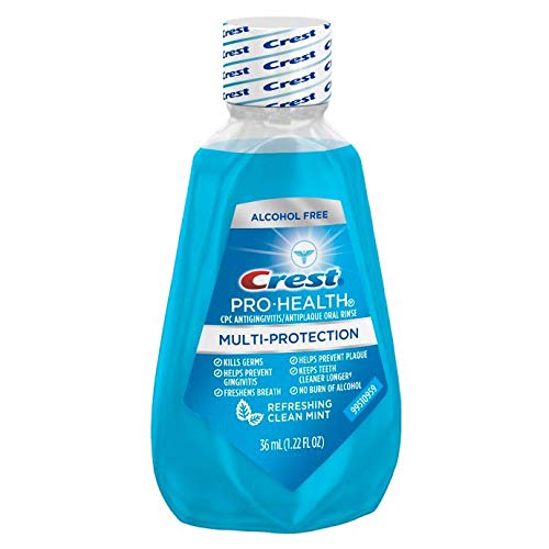 Label close-up for Crest Pro-Health Clean Mint Mouthwash multi-protection 32 ml