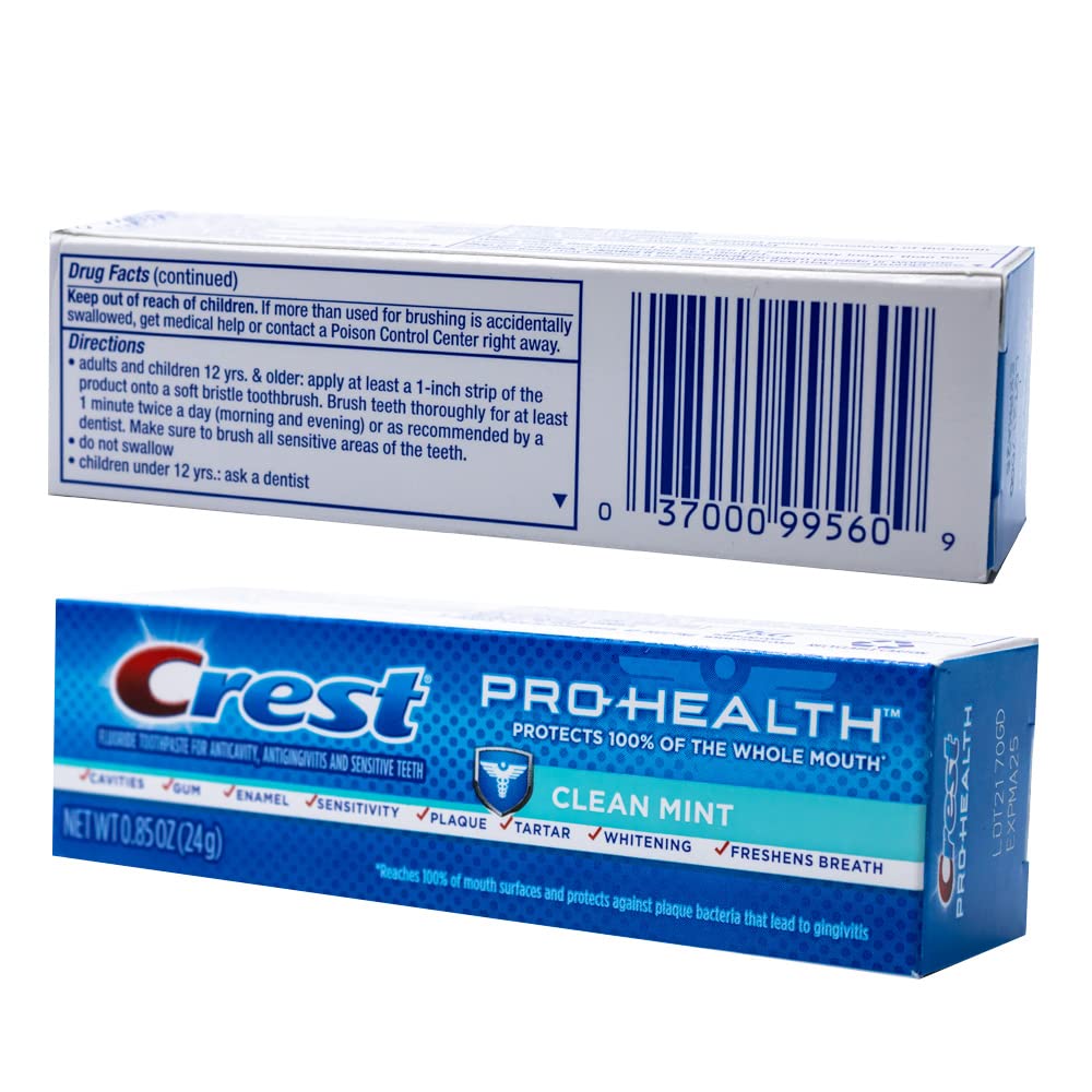 Close-up of Crest Pro-Health Clean Mint toothpaste smooth formula 0.85 oz