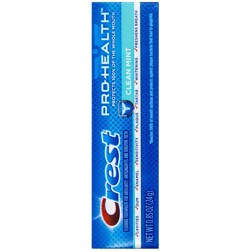 Crest Pro-Health Clean Mint toothpaste travel size packaging 0.85 oz