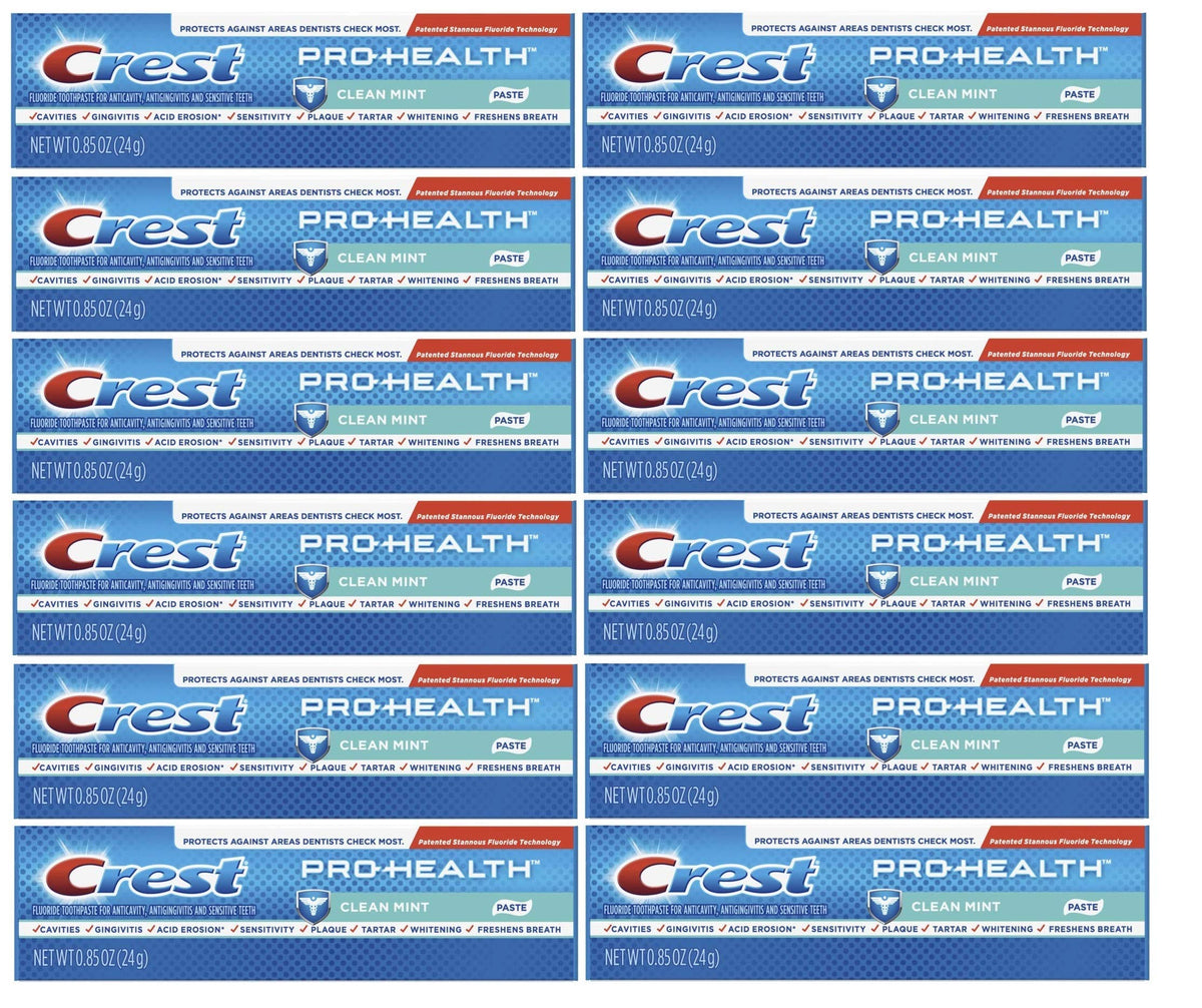 Crest Pro Health Clean Mint toothpaste travel size 0.85 oz front label
