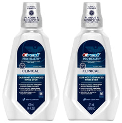 Front view of Crest Pro-Health Clinical CPC Antigingivitis/Antiplaque Mouth Rinse Deep Clean Mint 473 ml bottle (2-pack)
