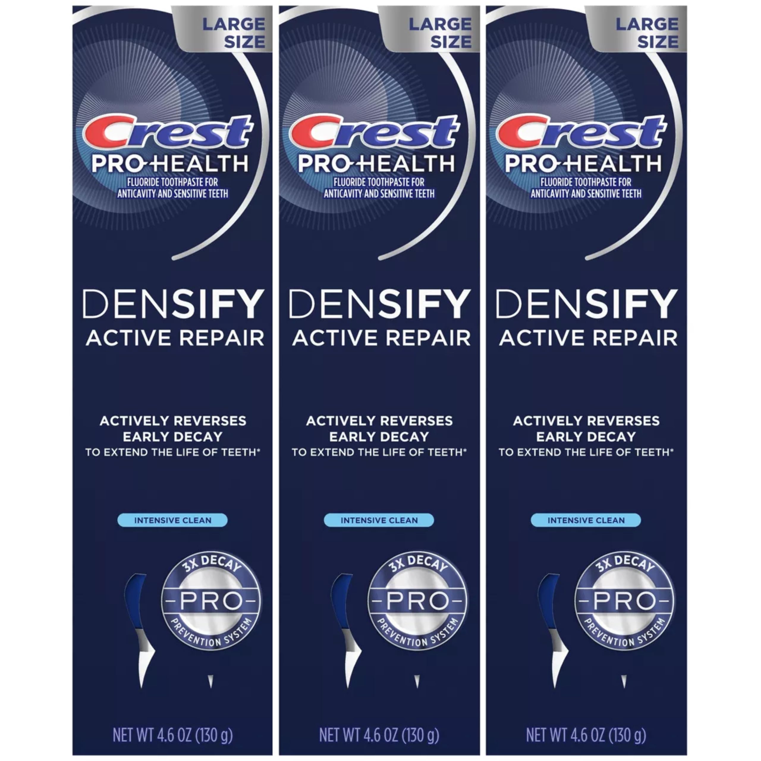 Crest Pro-Health Densify toothpaste tubes in a pack of three, Intensive Clean, 4.6 oz each