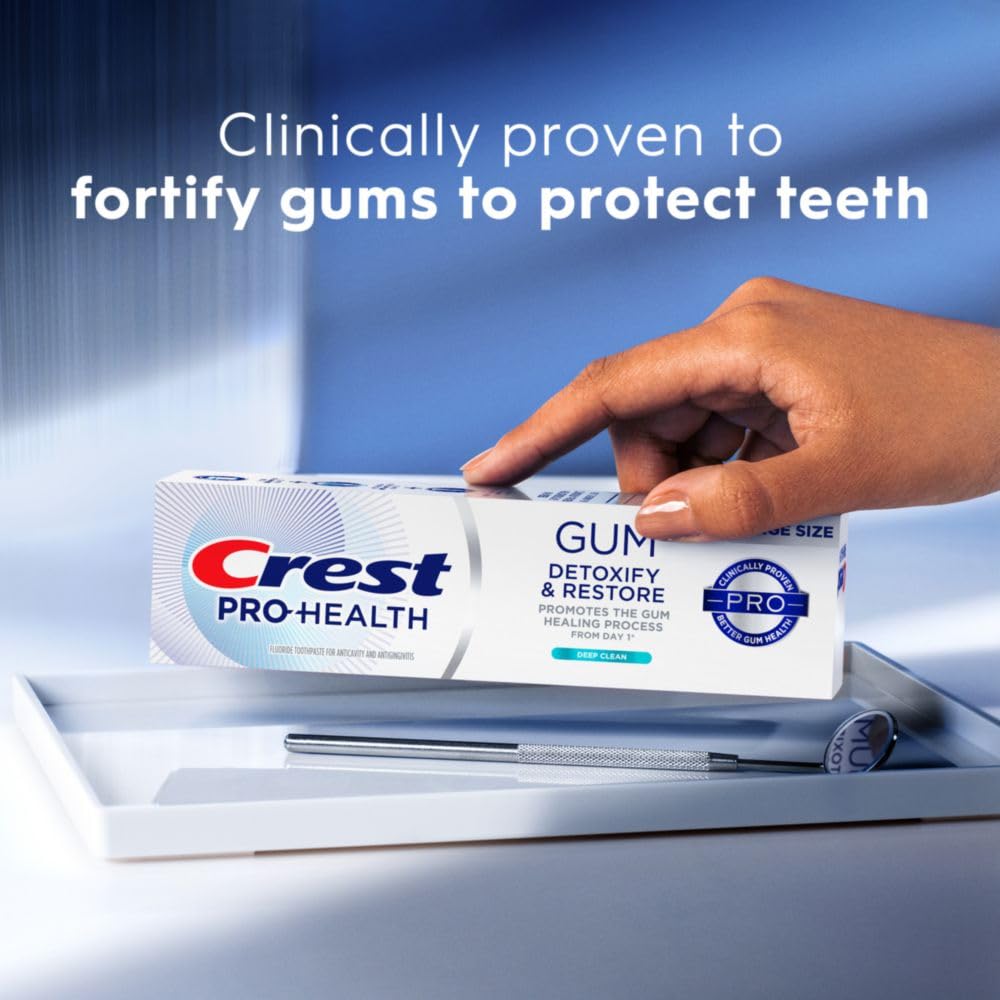 Deep clean around gumline with Crest Pro-Health toothpaste