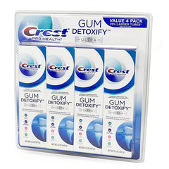 Crest Pro Health Ultra Gum Detoxify 4-pack packaging with 5.2 oz tubes