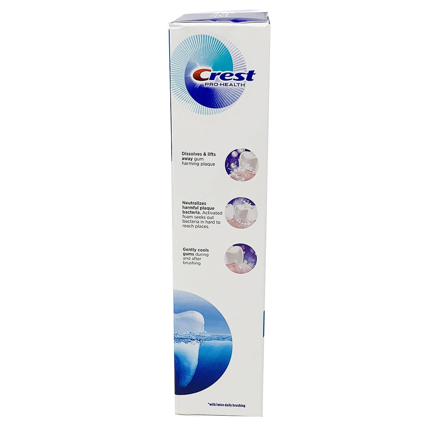 Back view of Crest Pro Health Ultra Gum Detoxify packaging