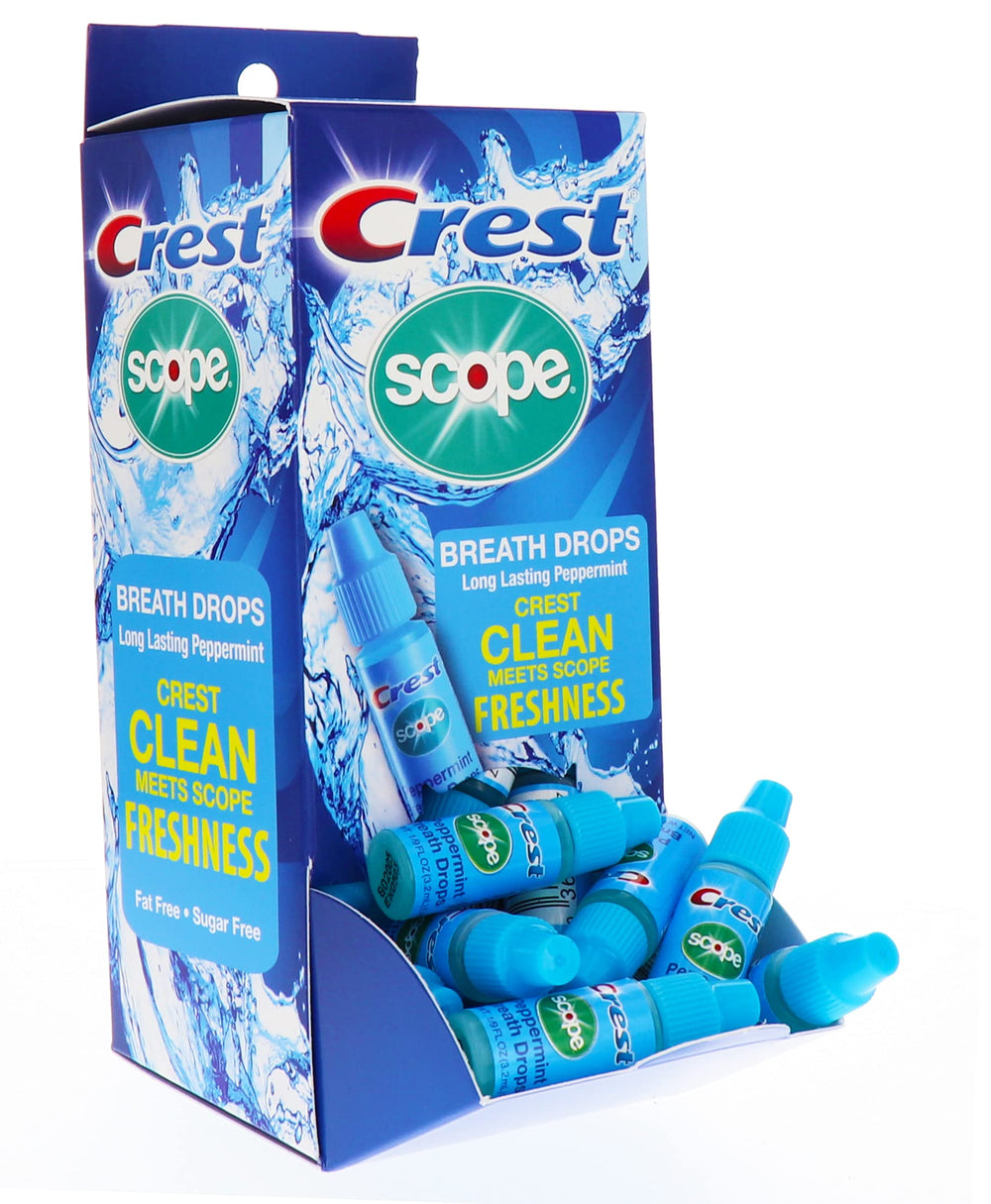 Display box of Crest Scope Breath Drops Peppermint