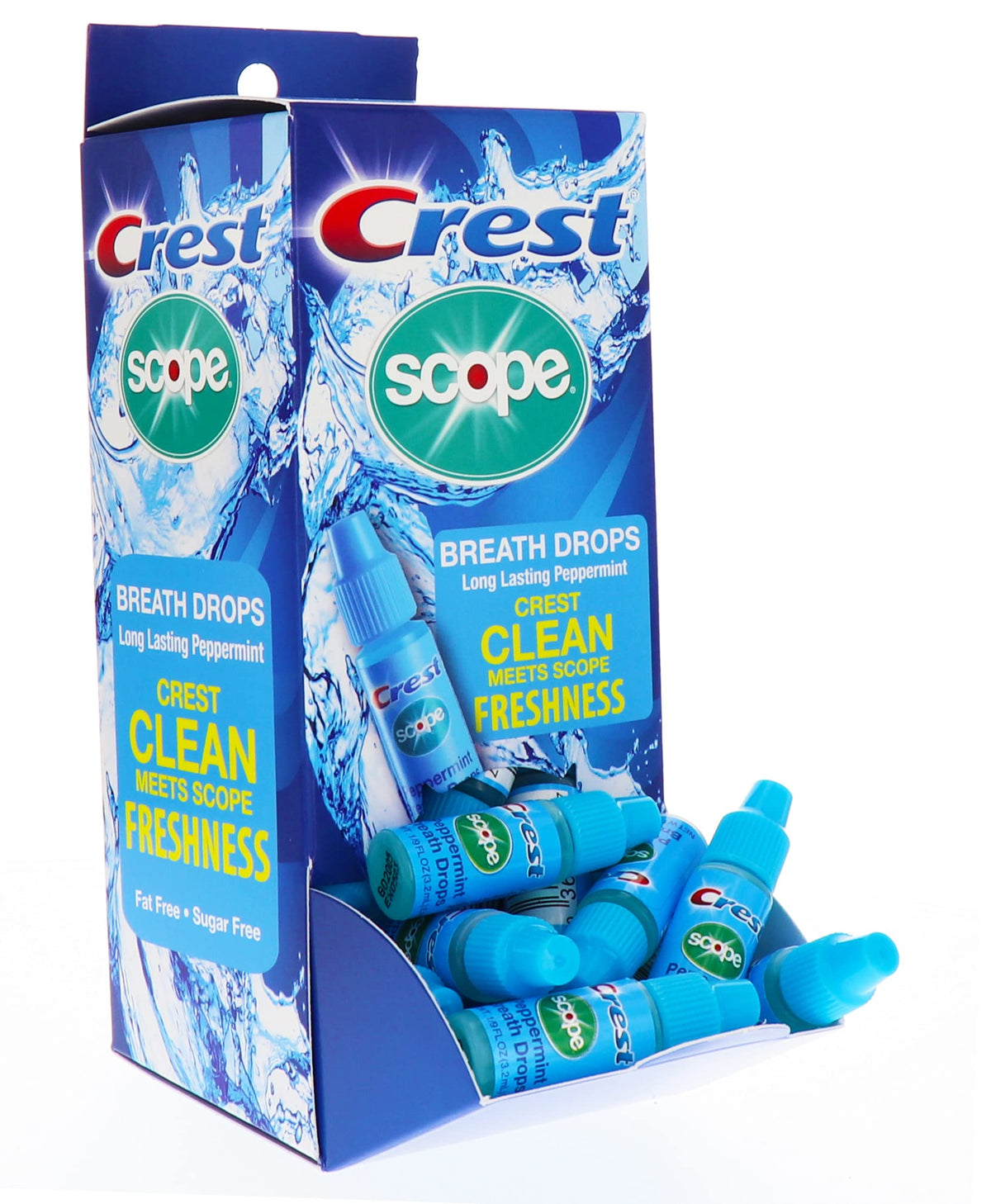 Display box of Crest Scope Breath Drops Peppermint