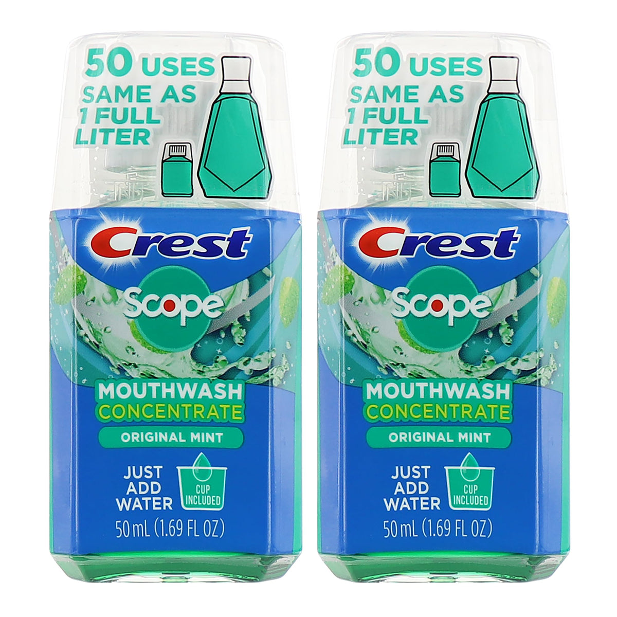 Crest Scope Mouthwash Concentrate 50ml bottle in 2-pack, front view