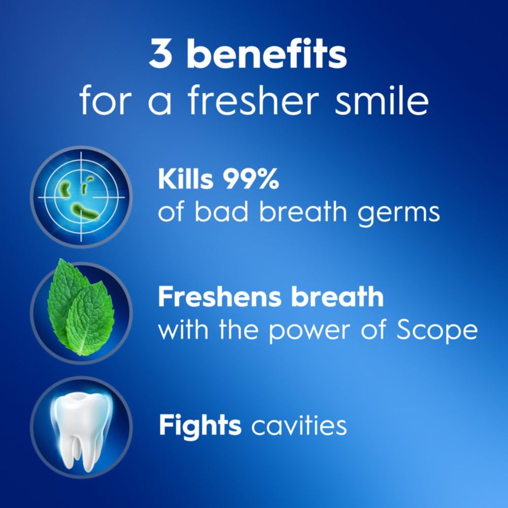 Three 5.4 oz tubes of Crest + Scope Outlast toothpaste