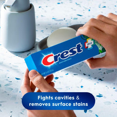 Close-up of Crest Complete Whitening + Scope Outlast toothpaste tube