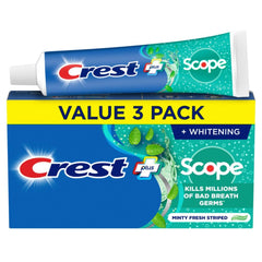 Crest + Scope Whitening Toothpaste pack of 3 - front view